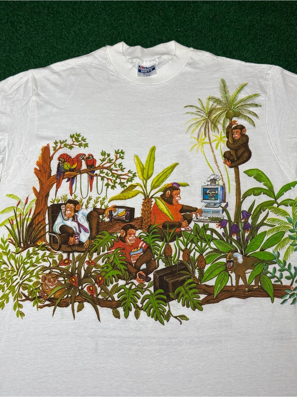 Vintage 80s 90s All Over Print Wrap Around Monkeys Apes T-shirt, Promo Collector